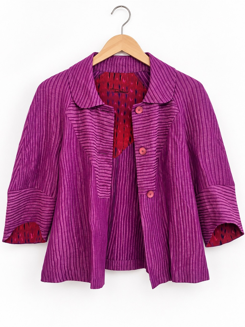 Purple Striped Cropped size Small/medium Jacket 3/4 Sleeve Artsy Boho